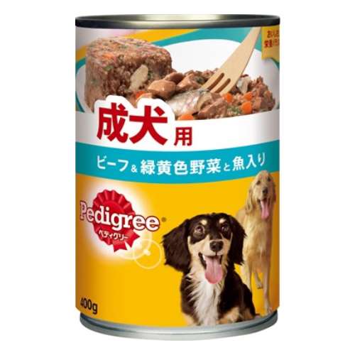 ペディグリー ウェット缶 成犬用 ビーフ＆緑黄色野菜と魚入り ４００ｇ