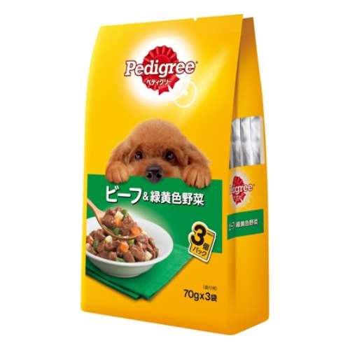 ペディグリー パウチ 成犬用 ビーフ＆緑黄色野菜 ７０ｇ×３Ｐ ×４８個セット