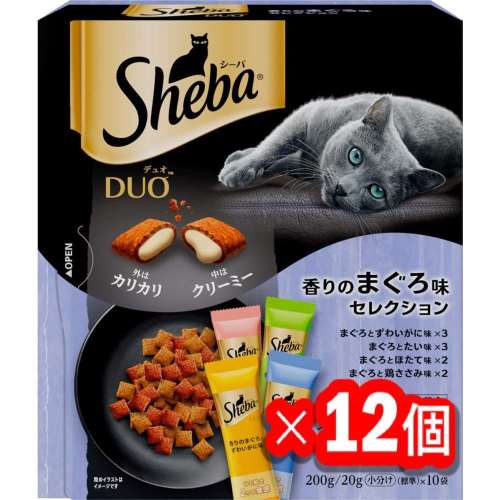 シーバ　デュオ　キャットフード　ドライ　香りのまぐろ味セレクション　２００ｇ　成猫用 x12個セット
