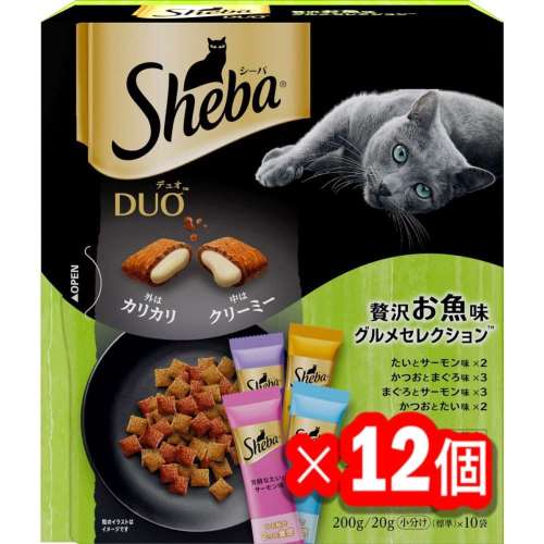 シーバ　デュオ　キャットフード　ドライ　贅沢お魚味グルメセレクション　２００ｇ　成猫用 x12個セット