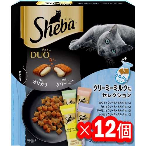 シーバ　デュオ　キャットフード　ドライ　クリーミーミルク味セレクション　２００ｇ　成猫用 x12個セット