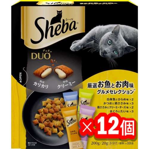 シーバ　デュオ　キャットフード　ドライ　厳選お魚とお肉味グルメセレクション　２００ｇ　成猫用 x12個セット