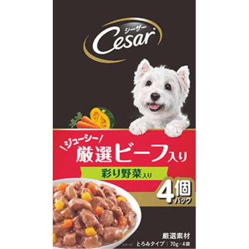 マースジャパンリミテッド　ＣＰＭ９　シーザー　ジューシー厳選ビーフ入り　彩り野菜入り　７０ｇ×４袋