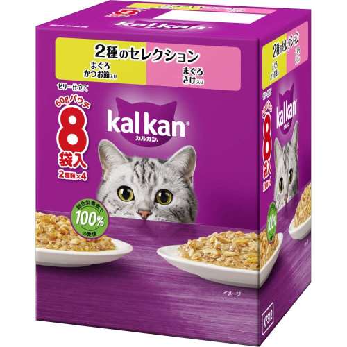 マースジャパンリミテッド　カルカンパウチ８Ｐ　２種　まぐろ鰹節入り　まぐろ鮭