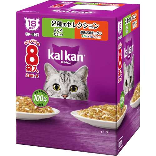 マースジャパンリミテッド　カルカンパウチ８Ｐ　１８歳　２種　鮪・鯛　鮪・鰹
