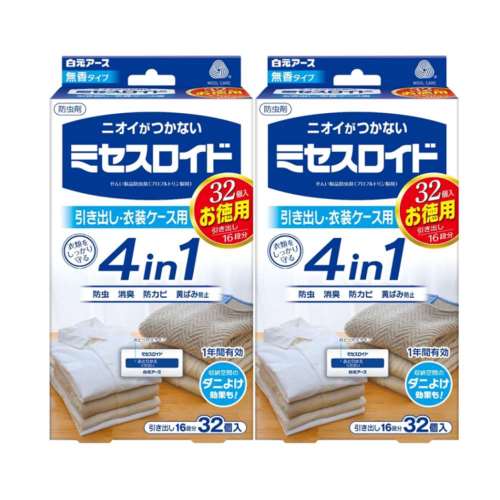 白元アース　ミセスロイド１年防虫　お徳用　引き出し用３２個入×２Ｐ