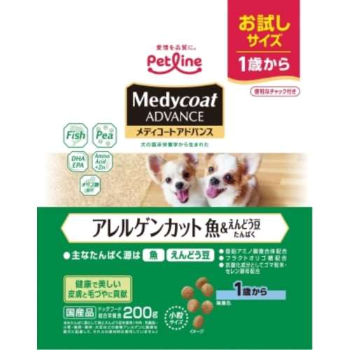 ペットライン　メディコートアドバンス　アレルゲンカット　魚＆えんどう豆たんぱく　１歳から（お試し）　２００ｇ