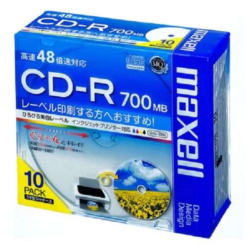 マクセル　マクセル　データ用　ＣＤ‐Ｒ　７００ＭＢ　プリンタブルワイド　１０枚パック　ＣＤＲ７００Ｓ．ＷＰ．Ｓ１Ｐ１０Ｓ