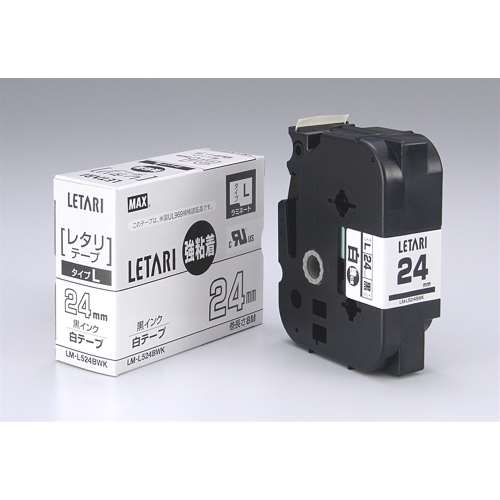 マックス　ビーポップミニ/レタリテープ　LM-L524BWK（24mm 黒字・白）