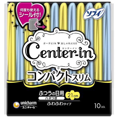 ユニ・チャーム　センターイン コンパクトスリム ふわふわタイプ ふつうの日用 21cm 10コ入(unicharm center-in)