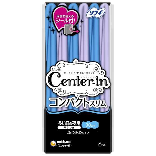 ユニ・チャーム　センターインコンパクト　ふわふわ　多い日の夜用　６枚