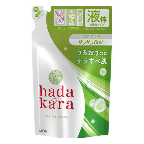 hadakara(ハダカラ) ボディソープ　保湿＋さらさら仕上がりタイプ グリーンフルーティの香り　つめかえ用　３４０ｍｌ