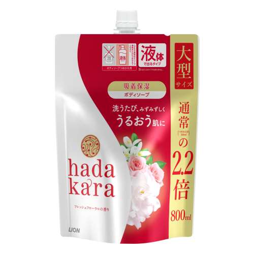hadakara(ハダカラ) ボディソープ フレッシュフローラルの香り 詰替用大型 800ml