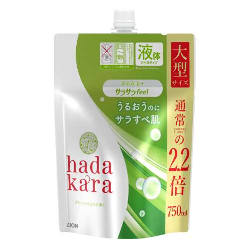 hadakara(ハダカラ) ボディソープ サラサラfeelタイプ グリーンシトラスの香り 詰替大型サイズ 750g