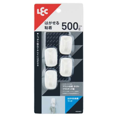 レック　はがせる粘着フック　４個入り　耐荷重５００ｇ