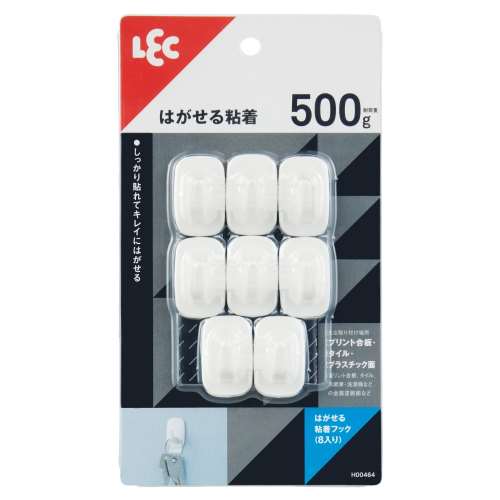 レック　はがせる粘着フック　８個入り　耐荷重５００ｇ