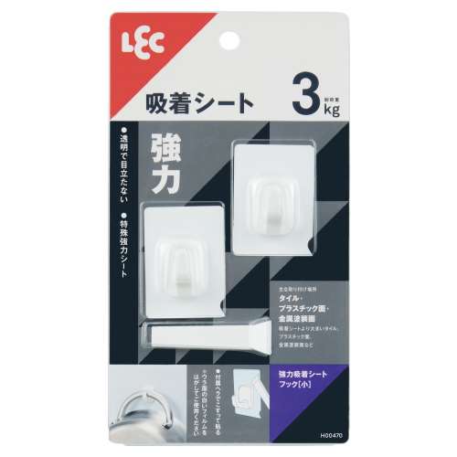 レック　強力吸着シートフック　小　２個入り　耐荷重３ｋｇ