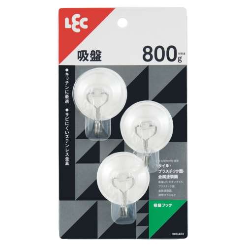 レック　吸盤フック　３個入り　耐荷重８００ｇ