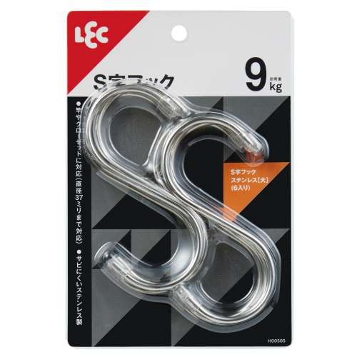 レック　Ｓ字フック　ステンレス　大　６個入り　耐荷重９ｋｇ