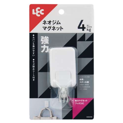 レック　強力マグネットフック　大　１個入り　耐荷重４ｋｇ　ホワイト