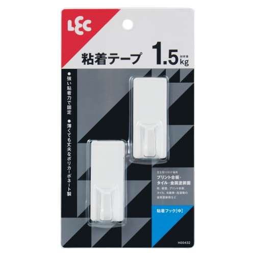レック　粘着フック　中　２個入り　耐荷重１．５ｋｇ