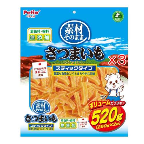 ペティオ　素材そのまま　さつまいも　スティックタイプ　５２０ｇ x3個セット