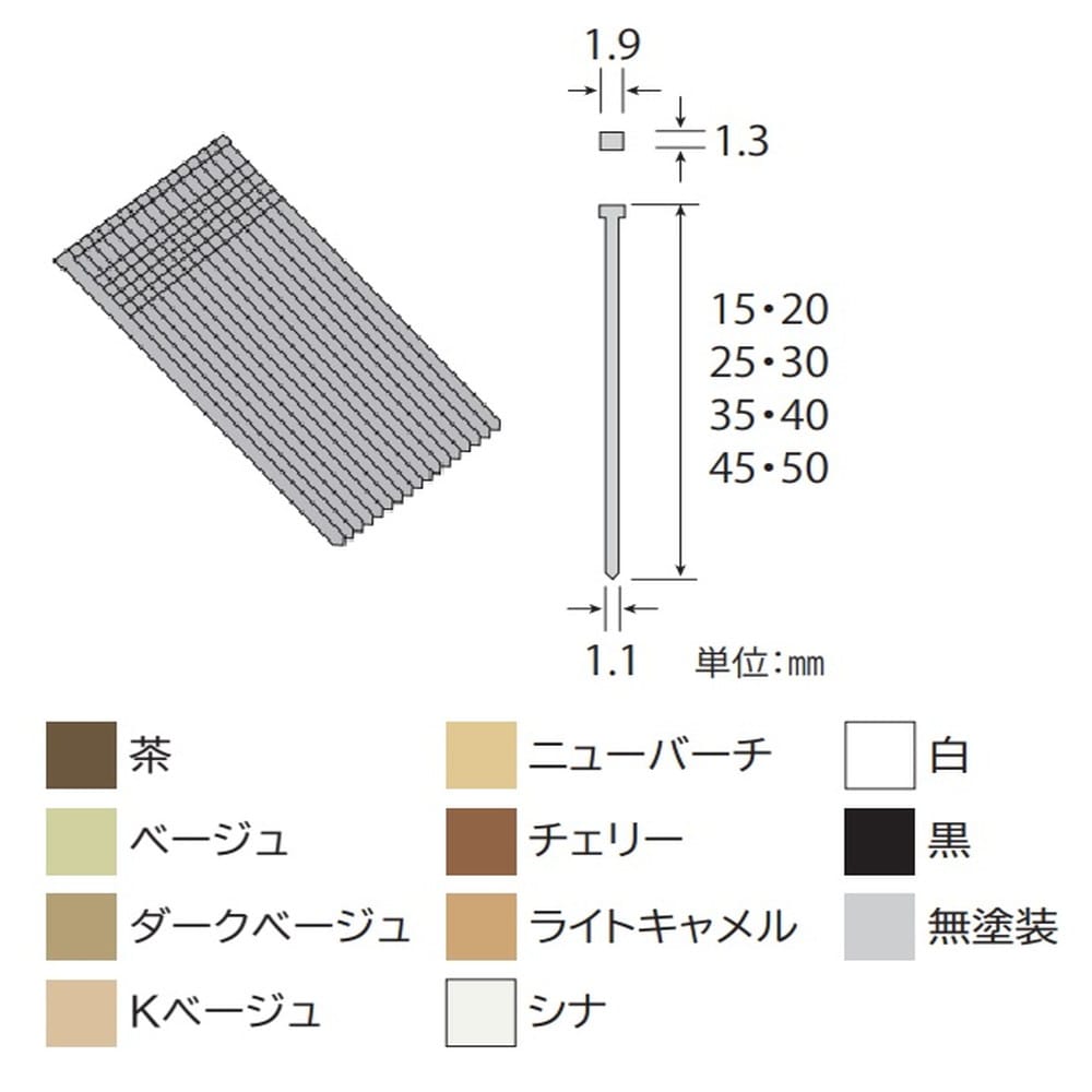 若井産業　仕上げ釘　ＰＦ１５Ｗ　白