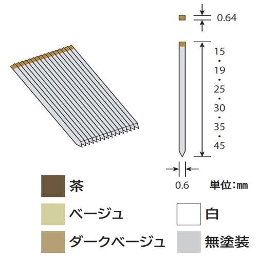 若井産業　ピンネイル ＷＰＮ２５Ｐ　茶