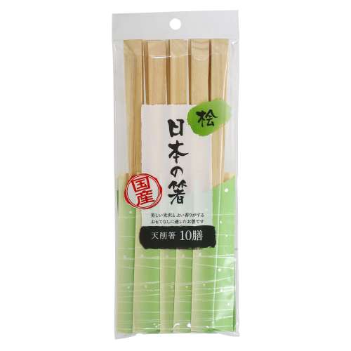 大和物産　日本の箸　桧天削箸１０膳　桧　２４ｃｍ