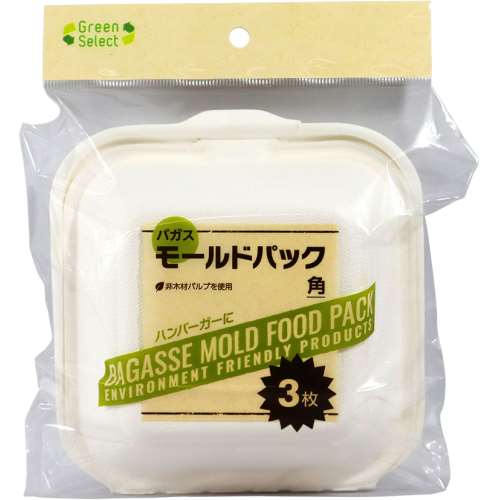 大和物産　バガスモールドパック　角　３Ｐ