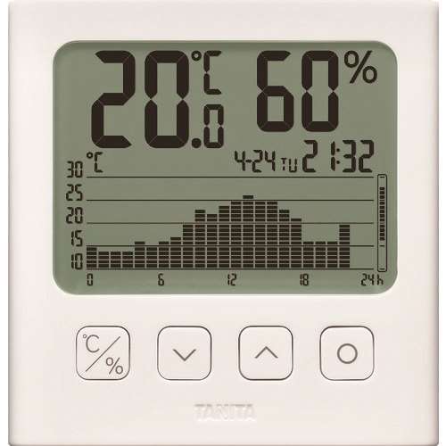 ■ＴＡＮＩＴＡ　グラフ付きデジタル温湿度計　白色 TT581