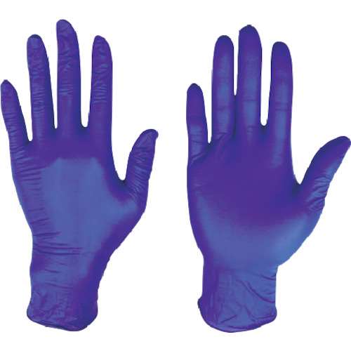 ■川西　ニトリル使いきり手袋粉無３００枚入ダークブルーＭサイズ 2062BLM