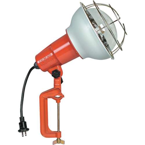 ■ハタヤ　防雨型作業灯　リフレクターランプ５００Ｗ　１００Ｖ電線０．３ｍ　バイス付　RE500