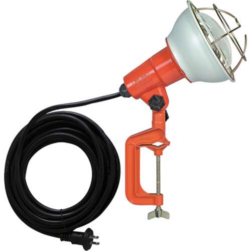 ■ハタヤ　防雨型作業灯　リフレクターランプ２００Ｗ　１００Ｖ電線５ｍ　バイス付　RE205