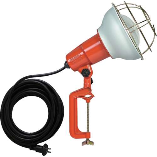 ■ハタヤ　防雨型作業灯　リフレクターランプ３００Ｗ　１００Ｖ電線５ｍ　バイス付　RE305