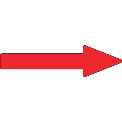 ■緑十字　配管方向表示ステッカー　→赤矢印　４０×１５０ｍｍ　１０枚組　アルミ193242
