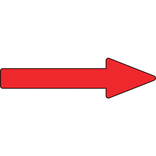 ■緑十字　配管方向表示ステッカー　→赤矢印　３０×１００ｍｍ　１０枚組　アルミ193343