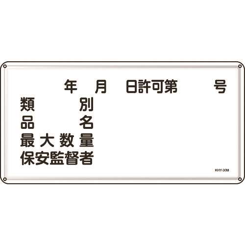 ■緑十字　消防・危険物標識　類別・品名・保安監督者　３００×６００ｍｍ　スチール 055130