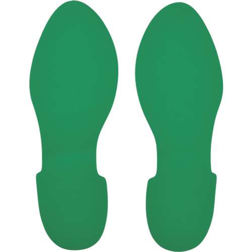 ■緑十字　路面表示ステッカー　足型／緑　２８０×１００ｍｍ　左右各１枚／計２枚組 403001