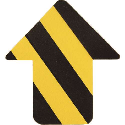 ■緑十字　路面表示ステッカー　矢印型　黄／黒　７６×７０ｍｍ　１０枚組　ＰＶＣ 403045