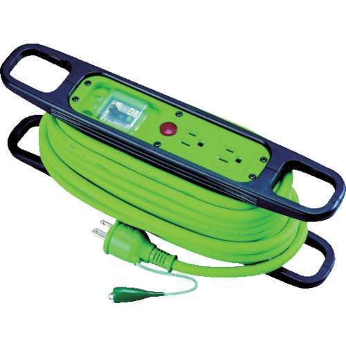 ■日動　ハンドリール　１００Ｖ　３芯×１０ｍ　緑　アース漏電しゃ断器付　HR-EB102-G