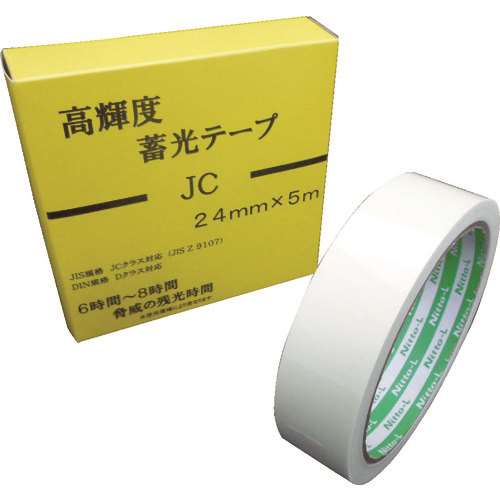 ■日東エルマテ　高輝度蓄光テープ　ＪＩＳ‐ＪＣ級　０．３ｍｍ×２４ｍｍ×５ｍ　グリーン NB2405C