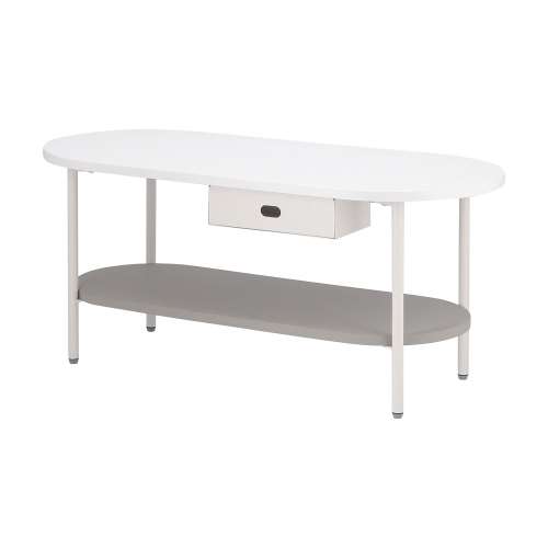 不二貿易　Ｃｈａｍｉｌｌ　ティッシュ収納付テーブル　グレージュ　幅９０×奥行４０×高さ４０ｃｍ