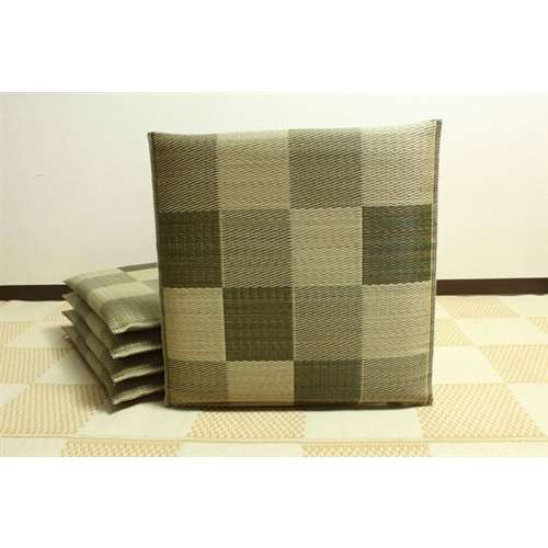 イケヒコ・コーポレーション(IKEHIKO) 　純国産　織込千鳥　い草座布団　『ブロック　５枚組』　グリーン　５５×５５ｃｍ×５Ｐ