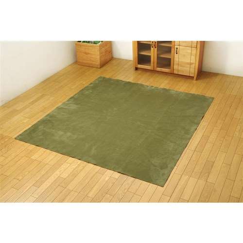イケヒコ・コーポレーション(IKEHIKO) 　ラグ　カーペット　１．５畳　洗える　無地　『イーズ』　グリーン　約１３０×１８５ｃｍ　裏：すべりにくい加工　（ホットカーペット対応）