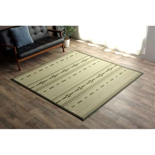 イケヒコ・コーポレーション(IKEHIKO) 　2.5mm竹ひご使用 竹カーペット 『DXジャガード』 カーキ 180×240cm（中材:ウレタン）