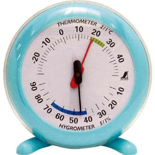 シンワ　温湿度計Ｑ‐２　丸型１０ｃｍライトブルー　70496