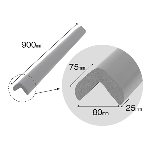 安心クッションＬ字型　特大　９０ＣＭ　ライトグレー