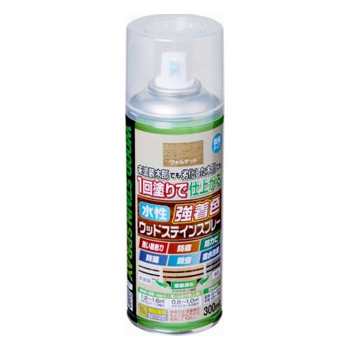 アサヒペン　水性強着色ウッドステインスプレー　３００ｍｌ　ウォルナット