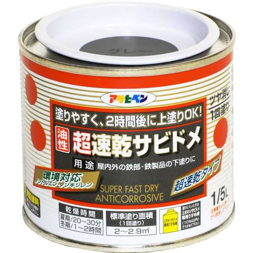 アサヒペン(Asahipen) 超速乾サビドメ　１／５Ｌ　グレー